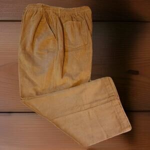Haband's Ice House Flannel Lined Slacks Tan Corduroy Elastic Waist Men's 44S